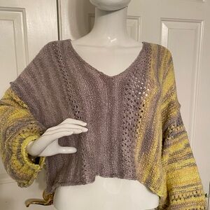 Free People Amethyst Sweater in Yellow and Gray Size XS